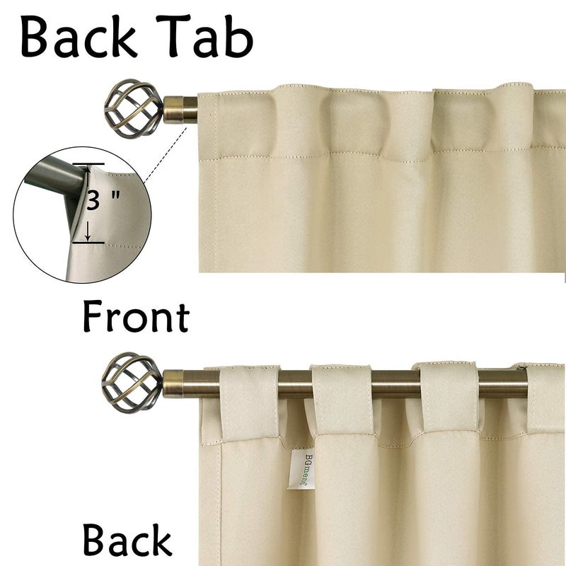 BGment Beige Blackout Curtains for Bedroom - Rod Pocket and Back Tab Thermal Insulated Room Darkening Curtains for Living Room, 2 Window Curtain Panels (52 x 72 Inch, Beige) - Image 2
